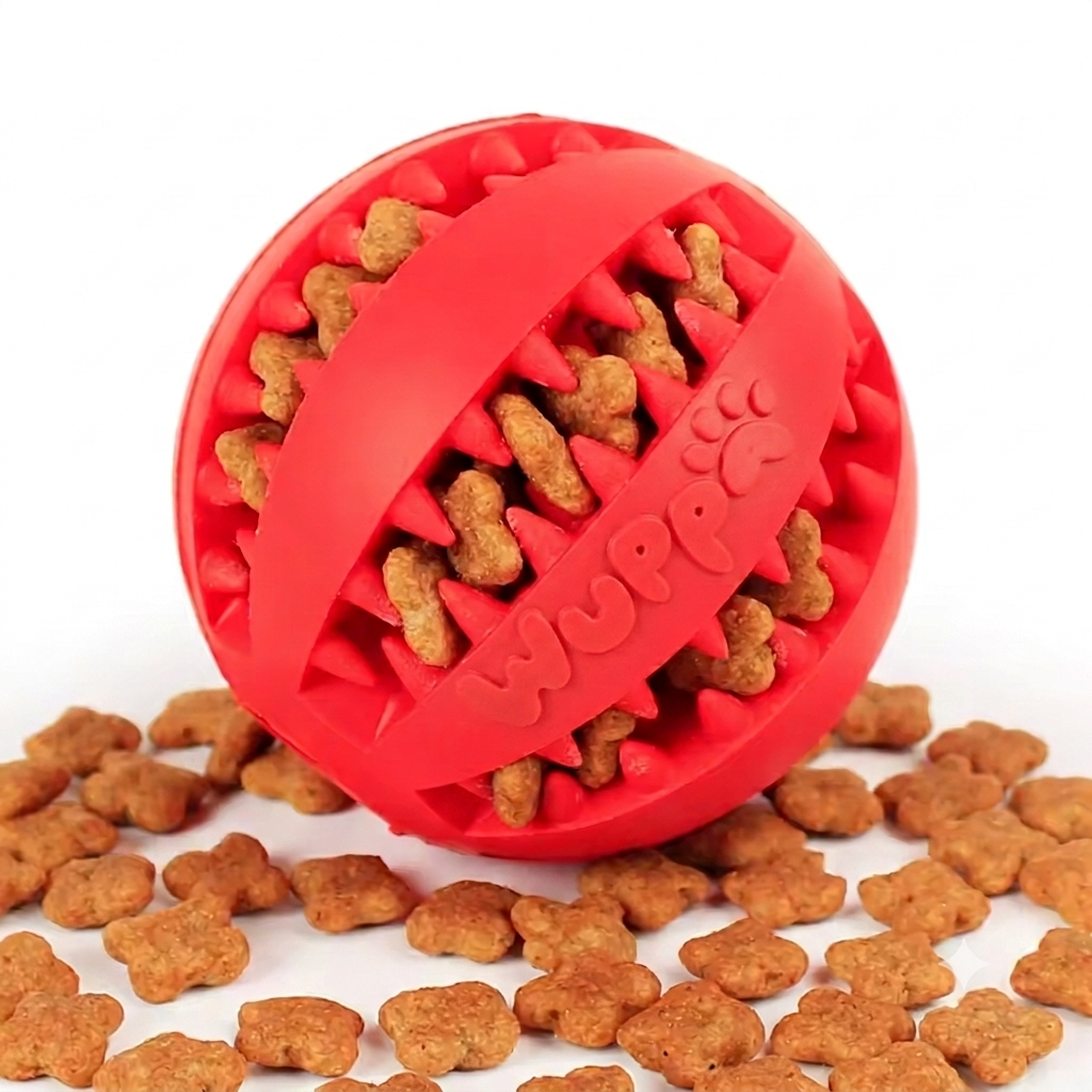 Wuppa Ball, pelota dental dispensadora de premios en caucho rojo